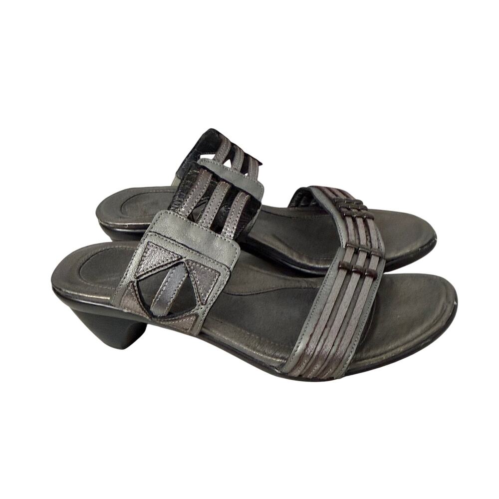 Naot Sandals Womens Size 9 Afrodita Silver Leather Block Heel 40